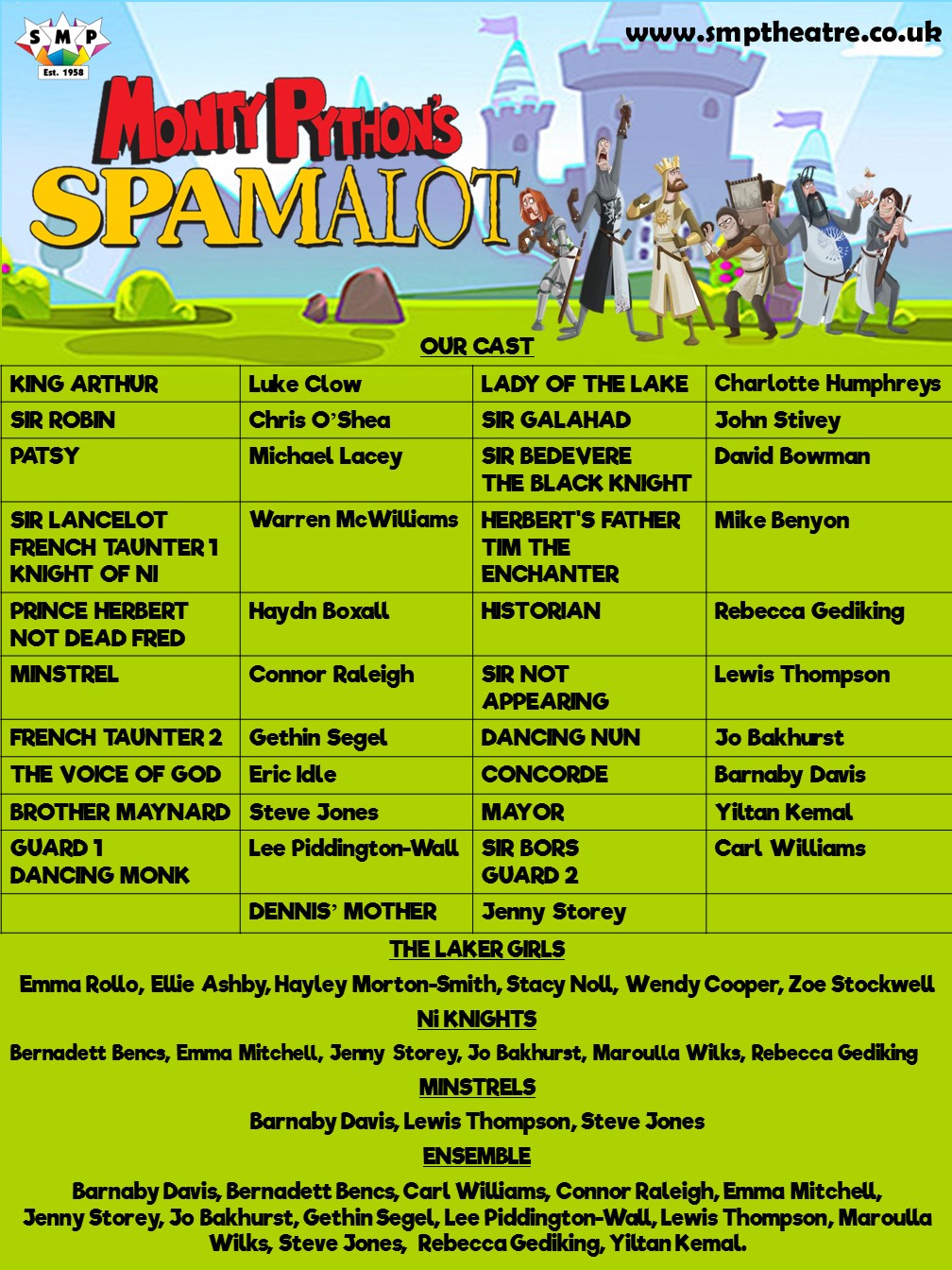 Spamalot Cast announced! SMP Theatre